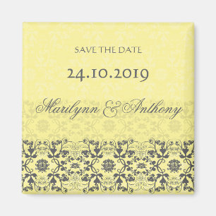 Damast Wirbel Spitze Butter Save The Date Magnet