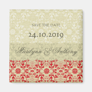 Damast Wirbel Spitze Gewürz Save The Date Magnet