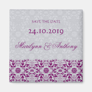 Damast Wirbel Spitzen-Orchidee Save The Date Magne Magnet