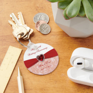 Damast zum 40. Hochzeitsjubiläum Design Schlüsselanhänger