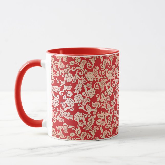 Damastblumenhintergrundmuster Tasse (Links)