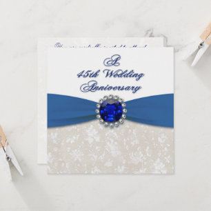 Damastene 45. Hochzeitstag Einladung