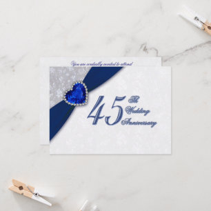 Damastene 45. Hochzeitstag-Einladung Einladung