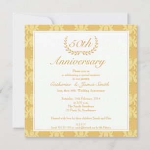 Damastene 50. goldene Hochzeitseinladung Einladung