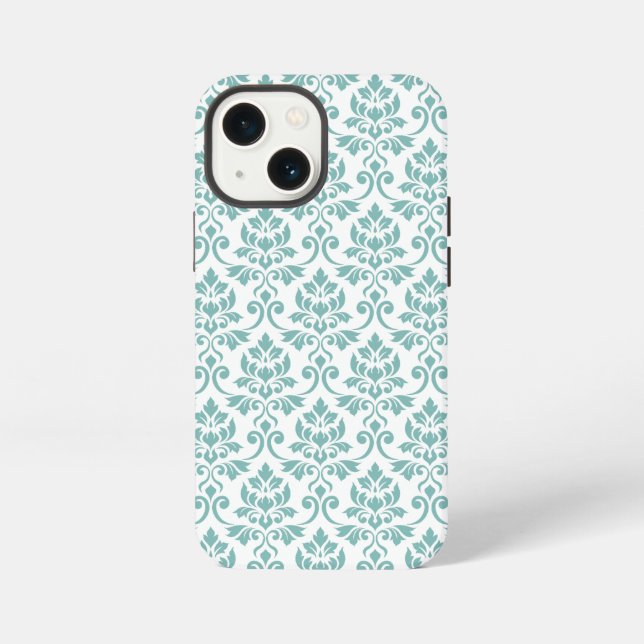 Damastmuster Feuille Teal iPhone Hülle (Rückseite)