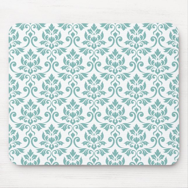 Damastmuster Feuille Teal Mousepad (Vorne)