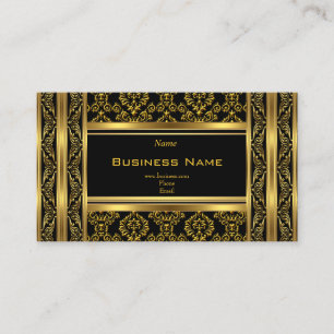 Damaszener Blumenmuster Ornamental Gold Schwarz El Visitenkarte