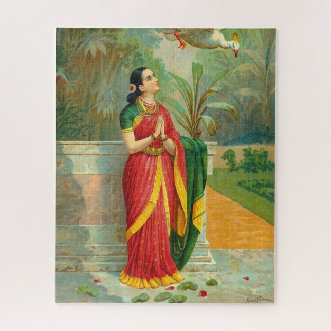 Damayanti und die Swan von Raja Ravi Varma Puzzle (Vertikal)