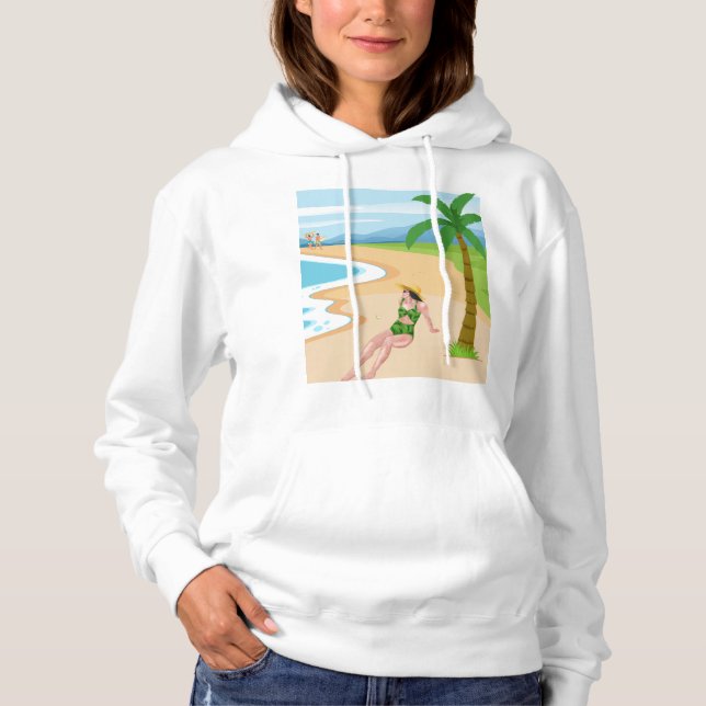 Dame am Strand Hoodie (Vorderseite)