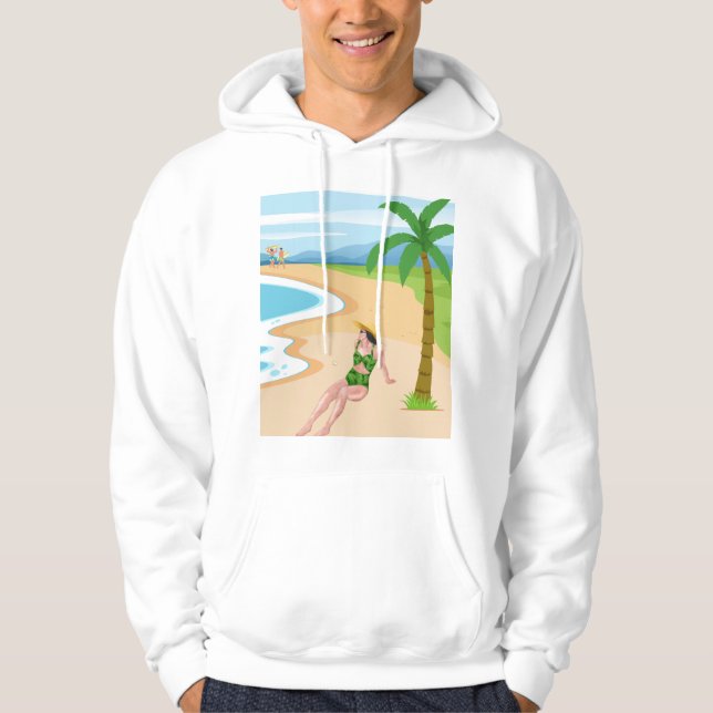 Dame am Strand Hoodie (Vorderseite)