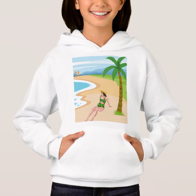 Dame am Strand Hoodie (Vorderseite)