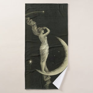 Dame auf dem Mond Badehandtuch