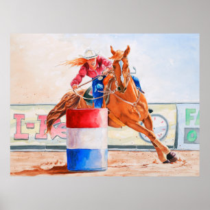 Dame Barrel Racer. Western-Wetteifern Poster
