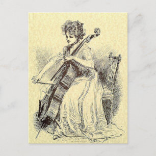 Dame beim Cellospielen Postkarte