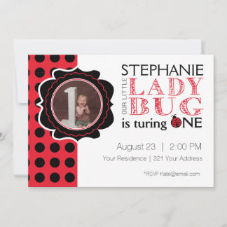 Dame Bug First Birthday Invitation Einladung