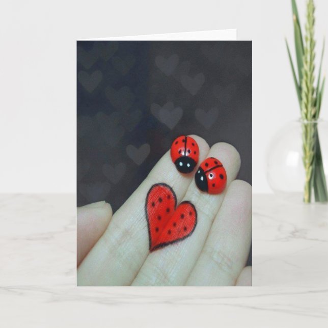 Dame Bug Heart Valentines Card Feiertagskarte (Vorderseite)