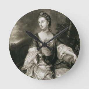 Dame Caroline Russell, graviert von James McArdell Runde Wanduhr