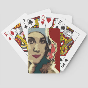 Dame der 1920er Jahre mit blauem Hut Pop Art Spielkarten
