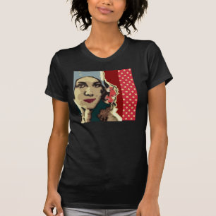 Dame der 1920er Jahre mit blauem Hut Pop Art T-Shirt