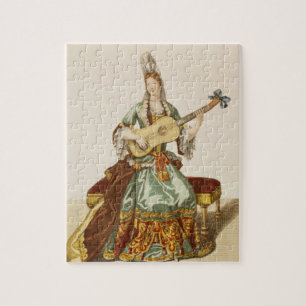 Dame der Qualität die Gitarre, Modegeck spielend, Puzzle