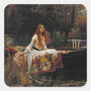 Dame der Schalotte durch John William Waterhouse Quadratischer Aufkleber
