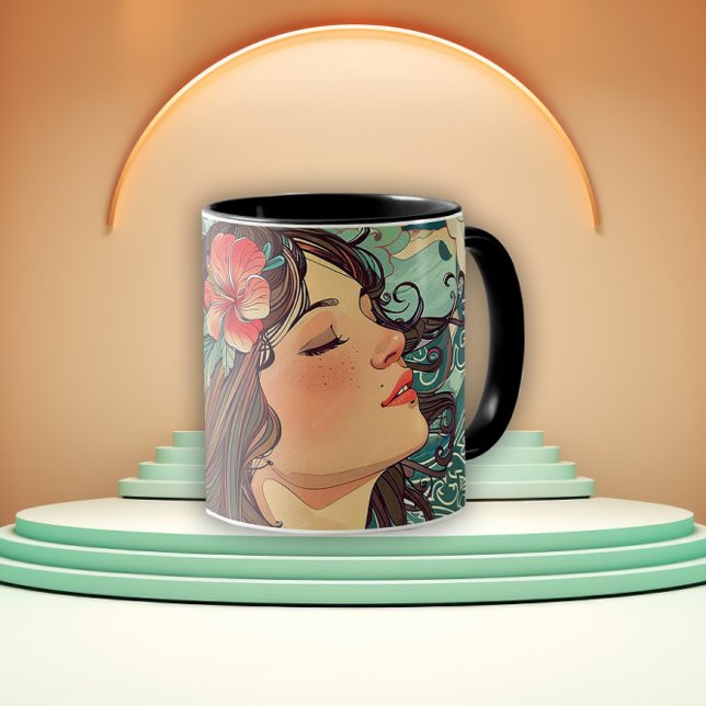 Dame des Hibiscus Jugendstil Tasse (Von Creator hochgeladen)