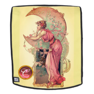 DAME DES MONDES MIT BLUMEN ROSA GELBES MONOGRAMM RUCKSACK