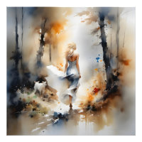 Dame, die durch einen Wald geht