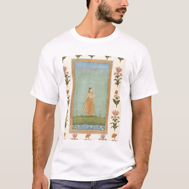 Dame, die eine Blume, einen Lilienteich T-Shirt (Vorderseite)