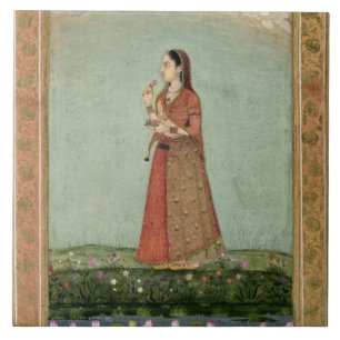 Dame, die eine Schüssel Rosen, vom kleinen Clive Fliese