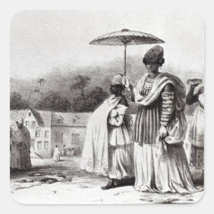 Dame, die Kind zur Taufe holt Quadratischer Aufkleber