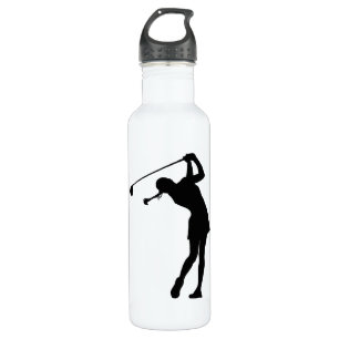 Dame Golfer Black Silhouette Trinkflasche