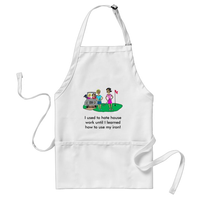 Dame Golfer Cartoon Apron Schürze (Vorne)