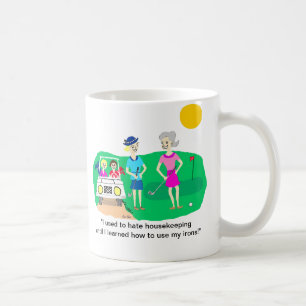 Dame Golfer Housekeeping Cartoon Mug Tasse