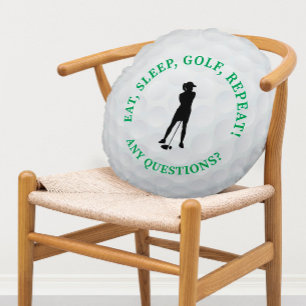 Dame Golfer Silhouette Süßer Golfball Sport Süß Rundes Kissen