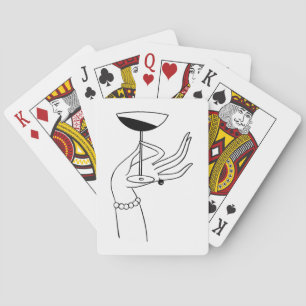 Dame im Art Deco-Stil, die ein Champagnerglas hält Spielkarten