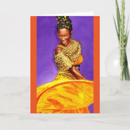 Dame im gelben Kleid Karte