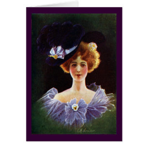 Dame im Orchideen-Kleid mit dem Pansy-Button