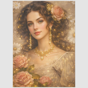 Dame im Stil der goldenen Rose der viktorianischen Seidenpapier