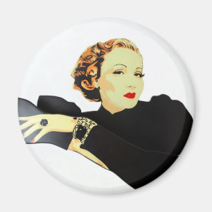 Dame in den schwarzen Vintagen Produkten Magnet