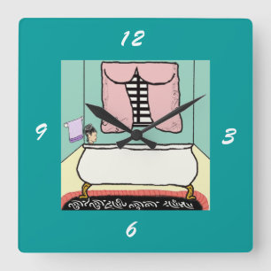 Dame in der Badewanne Wanduhr