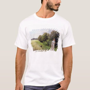 Dame in der weißen Lesung T-Shirt