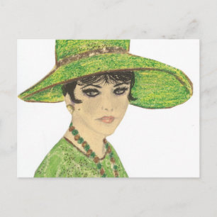 Dame in Grün Postkarte