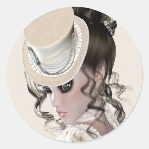 Dame In Lace Runder Aufkleber