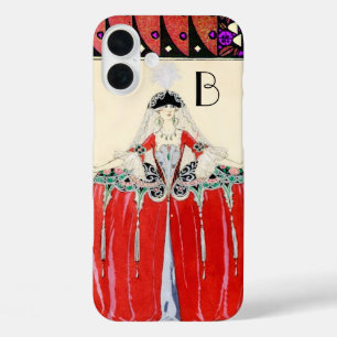 DAME IN ROT, SCHÖNHEITS-MODE-KOSTÜM-DESIGN MONOGRA iPhone 16 PLUS HÜLLE
