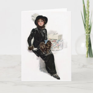 Dame in Schwarz Karte