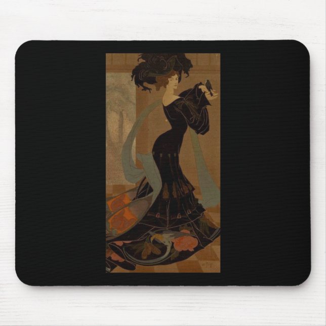 Dame in Schwarz Mousepad (Vorne)