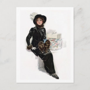 Dame in Schwarz Postkarte