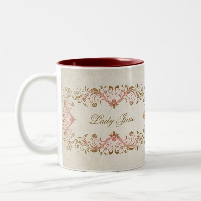 Dame Jane Mistress der Herrenhaus-Schale Zweifarbige Tasse (Links)