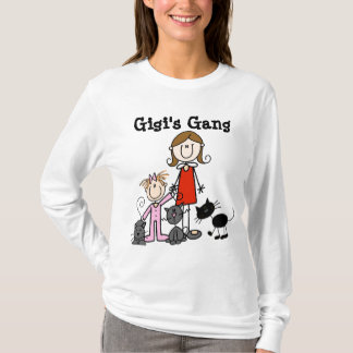 Dame, kleines Mädchen, drei Katzen T-Shirt